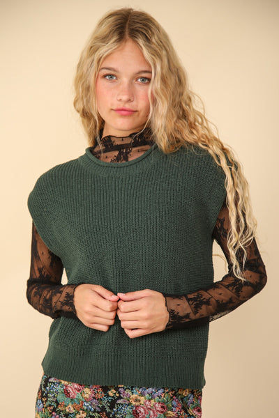 Ollie Oversized Soft Knit Sweater Vest- Forest