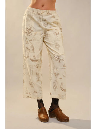 Western Motif Wide Leg Pants