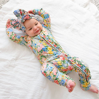 Gigi and Max - Joanna RUFFLE ZIP Bamboo One Piece Floral Baby Clothing