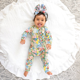 Gigi and Max - Joanna RUFFLE ZIP Bamboo One Piece Floral Baby Clothing