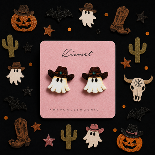 Giddy Up Cowgirl Ghost Stud Earrings
