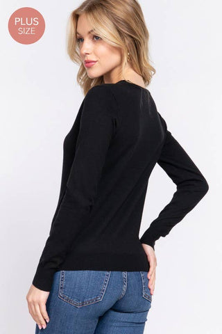 The Plus Long Sleeve Crew Neck Basic Sweater