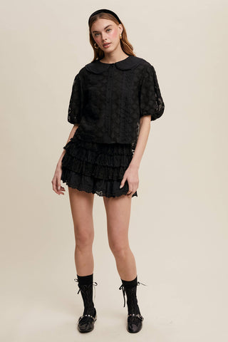 The Lace Tiered Shorts with Ruffle Details