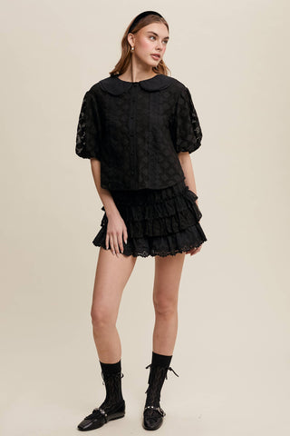 The Lace Tiered Shorts with Ruffle Details