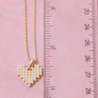 Mini Acrylic Pearls Heart Pendant Necklace