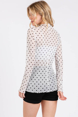 The Polka Dot mesh Long Sleeve Top