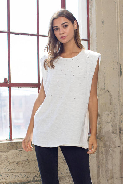 Wanda White Studded Top