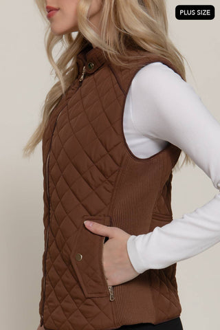 Penelope Plus Piping Quilted Padding Vest
