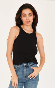 Dear John- Tamia Cropped Racerback Tank- Black