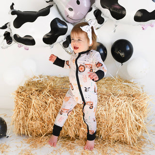 Gigi and Max - Millie Moo ZIP Bamboo Farm OnePiece 2-Way Zipper
