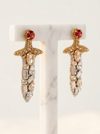 Goldryn Sword Hand Made Embellished Beaded Stud Earrings