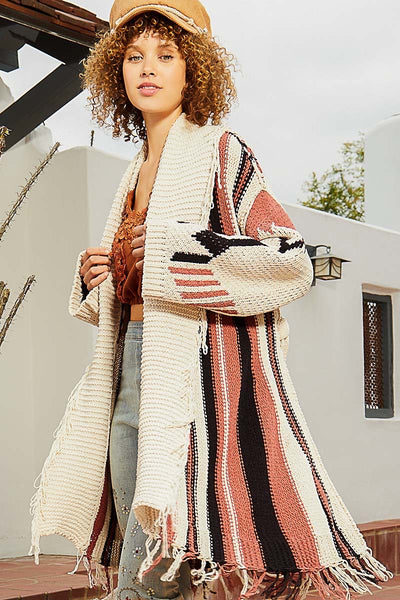 Cristi Aztec Oversized Belted Cardi