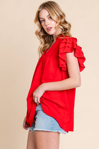 The Classic -RUFFLE SLEEVE BLOUSE