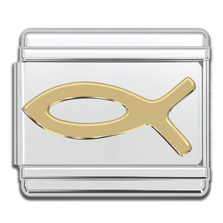 Italian Bracelet Charms - Jesus Fish (Gold) Religious Links
