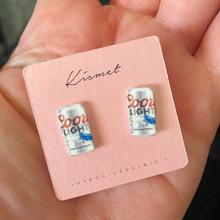 Coors Light Beer Can Stud Earrings