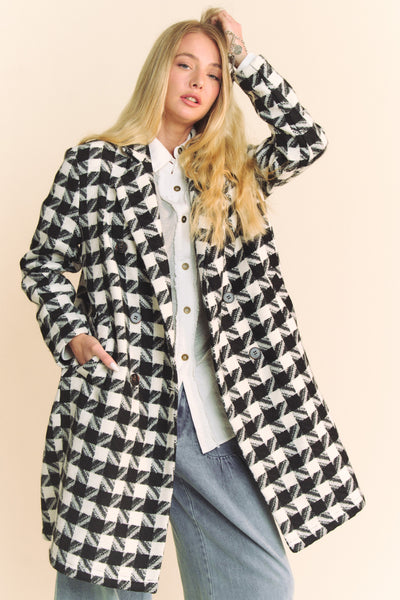 Trina Textured Tweed Double Button Coat