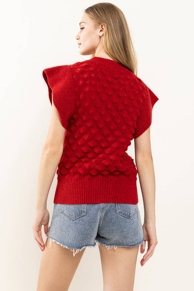 Rita - Ruffle Sleeve Textured Sweater Top