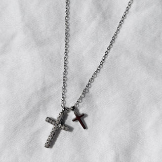 Angelic Dainty Double Charm Cross Necklace