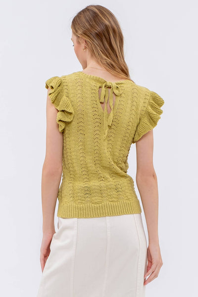 MINE - EYELET BACK TIE CROCHET KNIT TOP