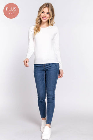 The Plus Long Sleeve Crew Neck Basic Sweater