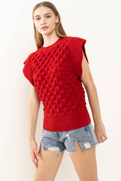 Rita - Ruffle Sleeve Textured Sweater Top