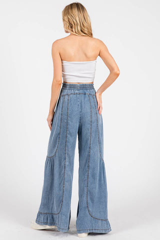 THE PALAZZO CHAMBRAY PANTS