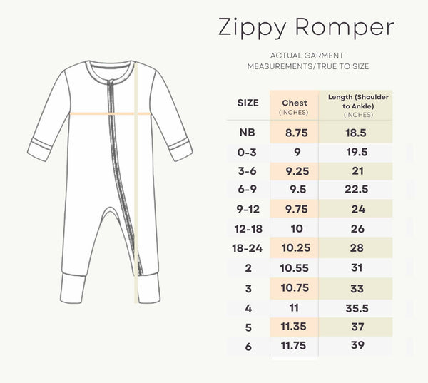 English Rose - Bamboo Ruffle Zippy Romper