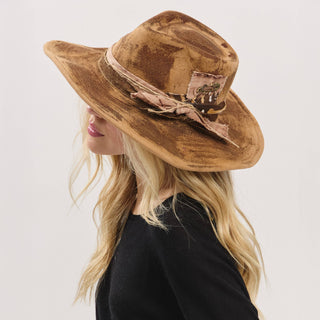 Rustic Cowgirl Feather and Band Fedora Hat