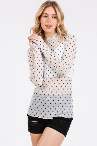 The Polka Dot mesh Long Sleeve Top