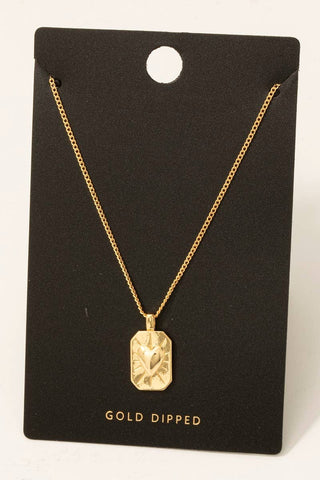 Heart Rectangle Pendant Necklace