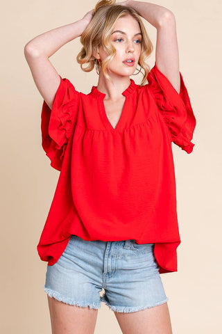 The Classic -RUFFLE SLEEVE BLOUSE