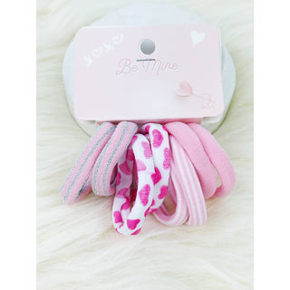 Pretty Pink Pattern Rolled Hair Tie Set