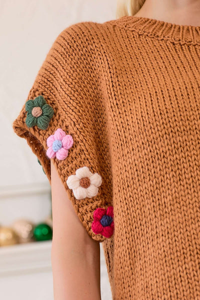 Bethany Crochet Flower Sweater Top