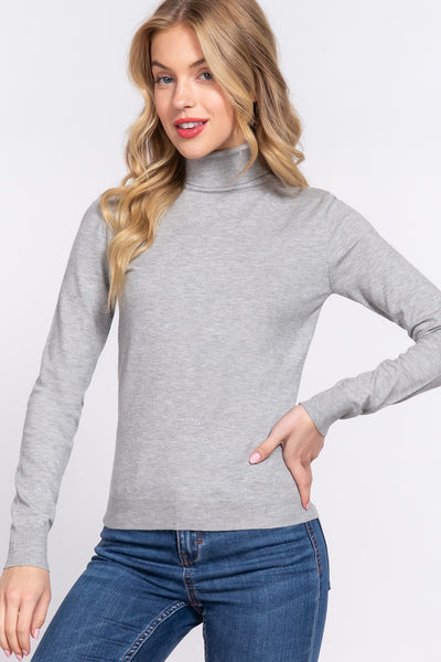 Long Sleeve Viscose Turtle Neck Sweater