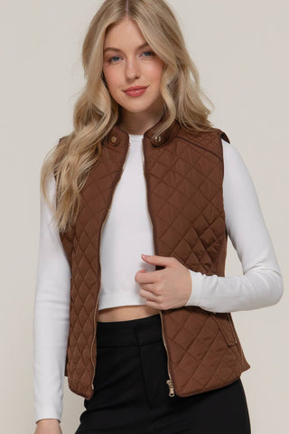 The Piping Detail Rib Quilted Padding Vest