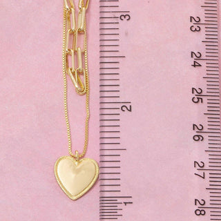 Gold Dipped Heart Pendant Chain Layered Necklace