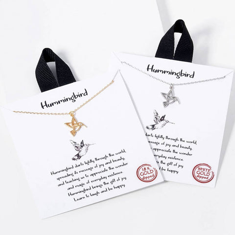 Gold-Dipped Hummingbird Pendant Necklace