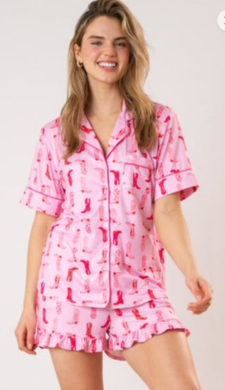 Western Boots Print Pajama Set