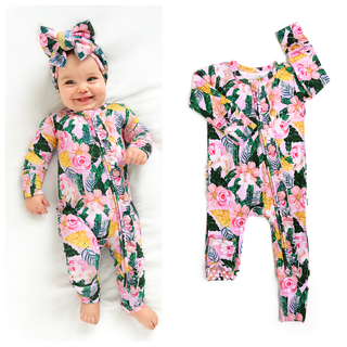 Gigi and Max - Luana RUFFLE ZIP Bamboo One Piece Floral Baby Outfit