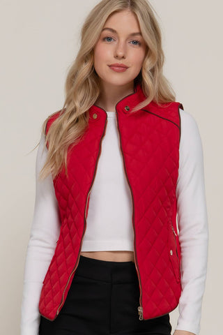 The Piping Detail Rib Quilted Padding Vest