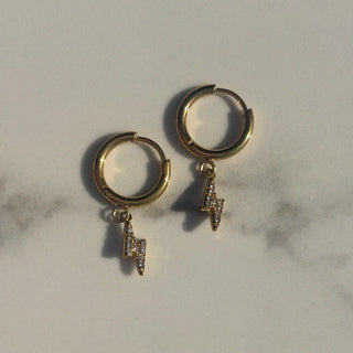 Lightning Bolt Pave Charm Huggies