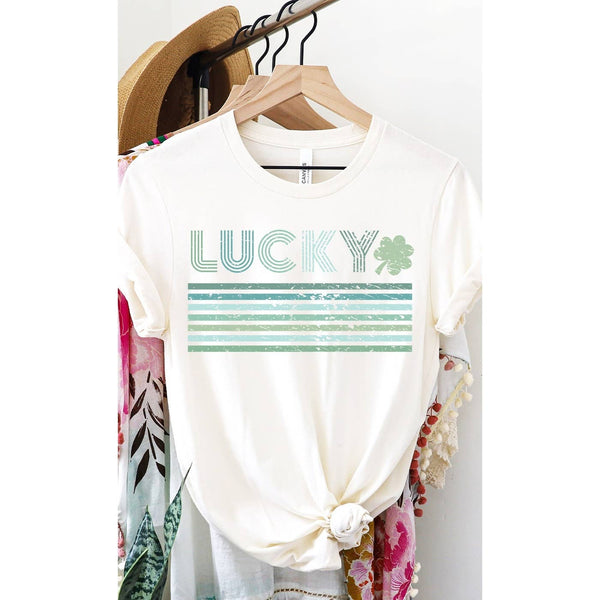 Retro Distressed Lucky Stripe Shamrock Graphic Tee