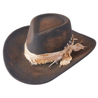 Rustic Cowgirl with Feather Fedora Hat