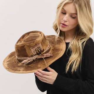 Rustic Cowgirl Feather and Band Fedora Hat