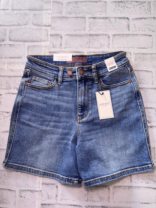 Judy Blue High Waist 2 Button Mid Length Dad Shorts