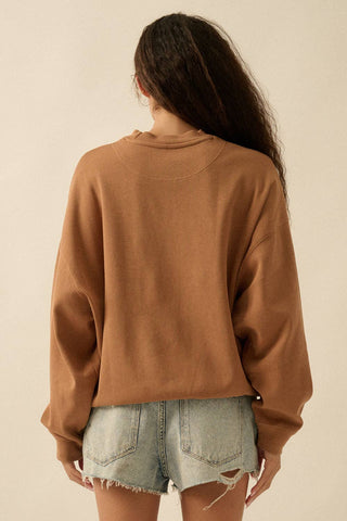 The Dakota Horseshoe Oversize Thermal Graphic Top