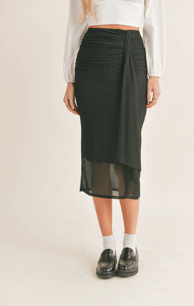 Sage The Label- Lady Dynamite Ruched Midi Skirt