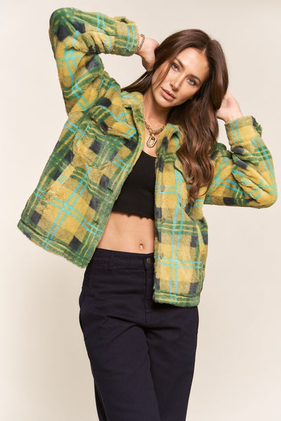 Francis Fuzzy Plaid Jacket