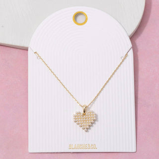 Mini Acrylic Pearls Heart Pendant Necklace