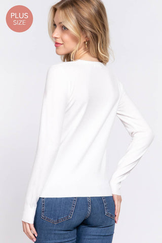 The Plus Long Sleeve Crew Neck Basic Sweater